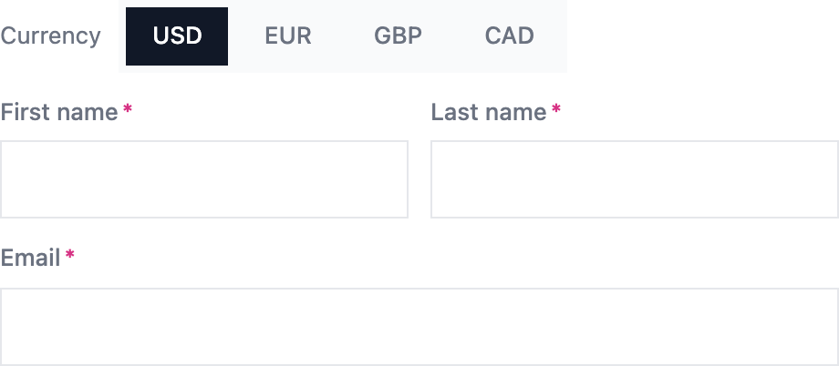 Currency switcher block on a donation form