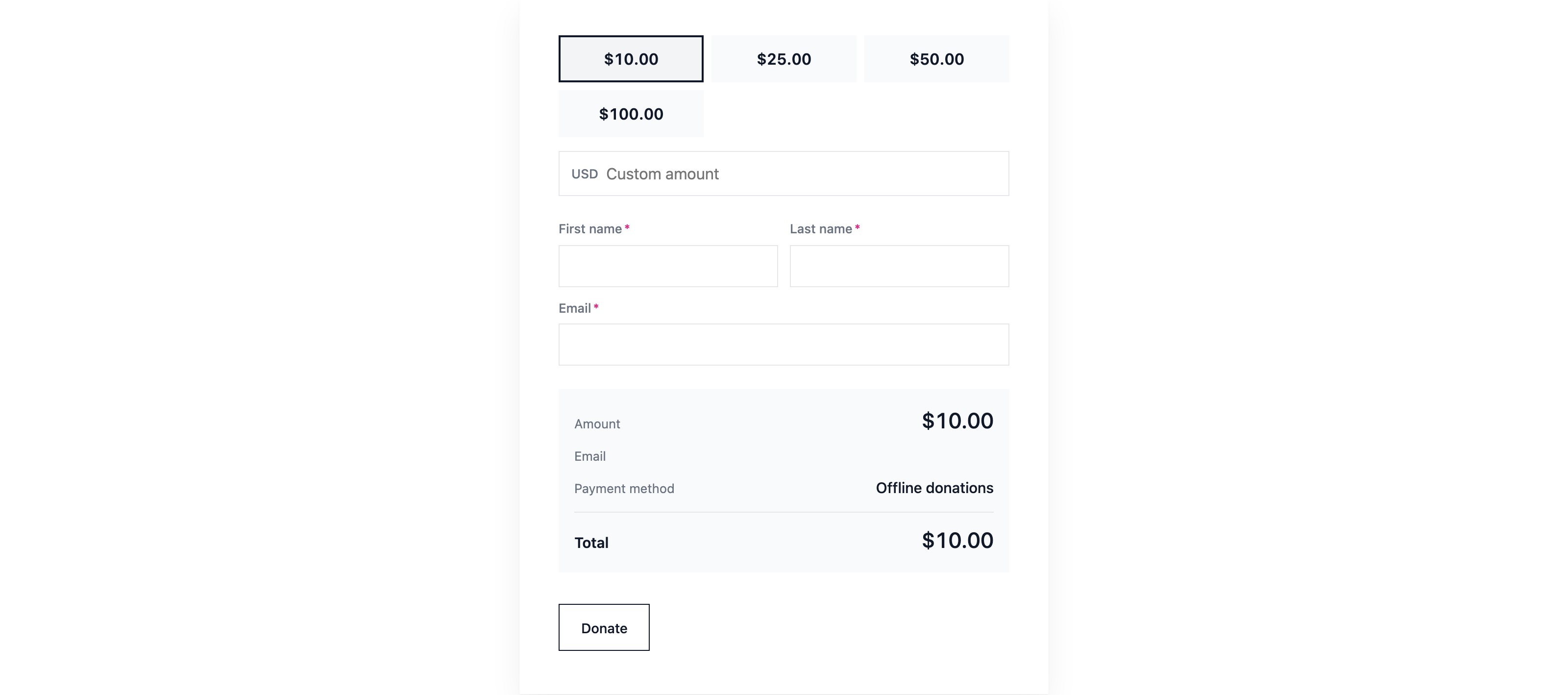 Donation form block
