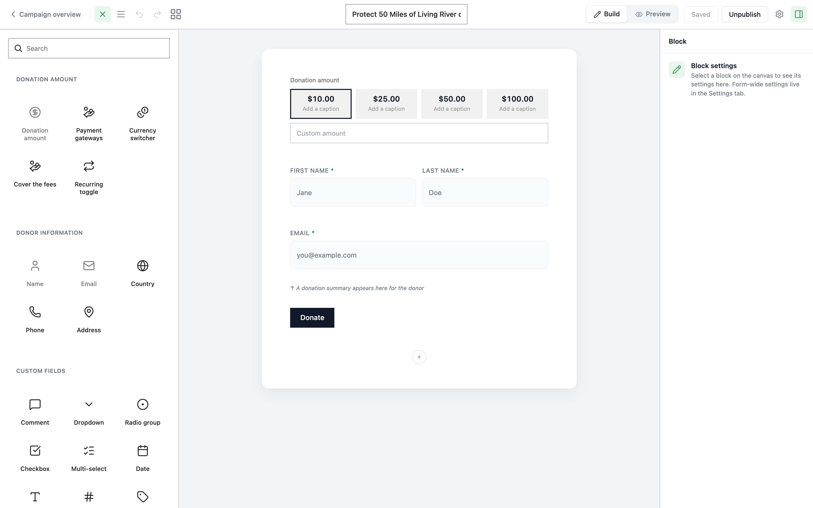 Form preview pane