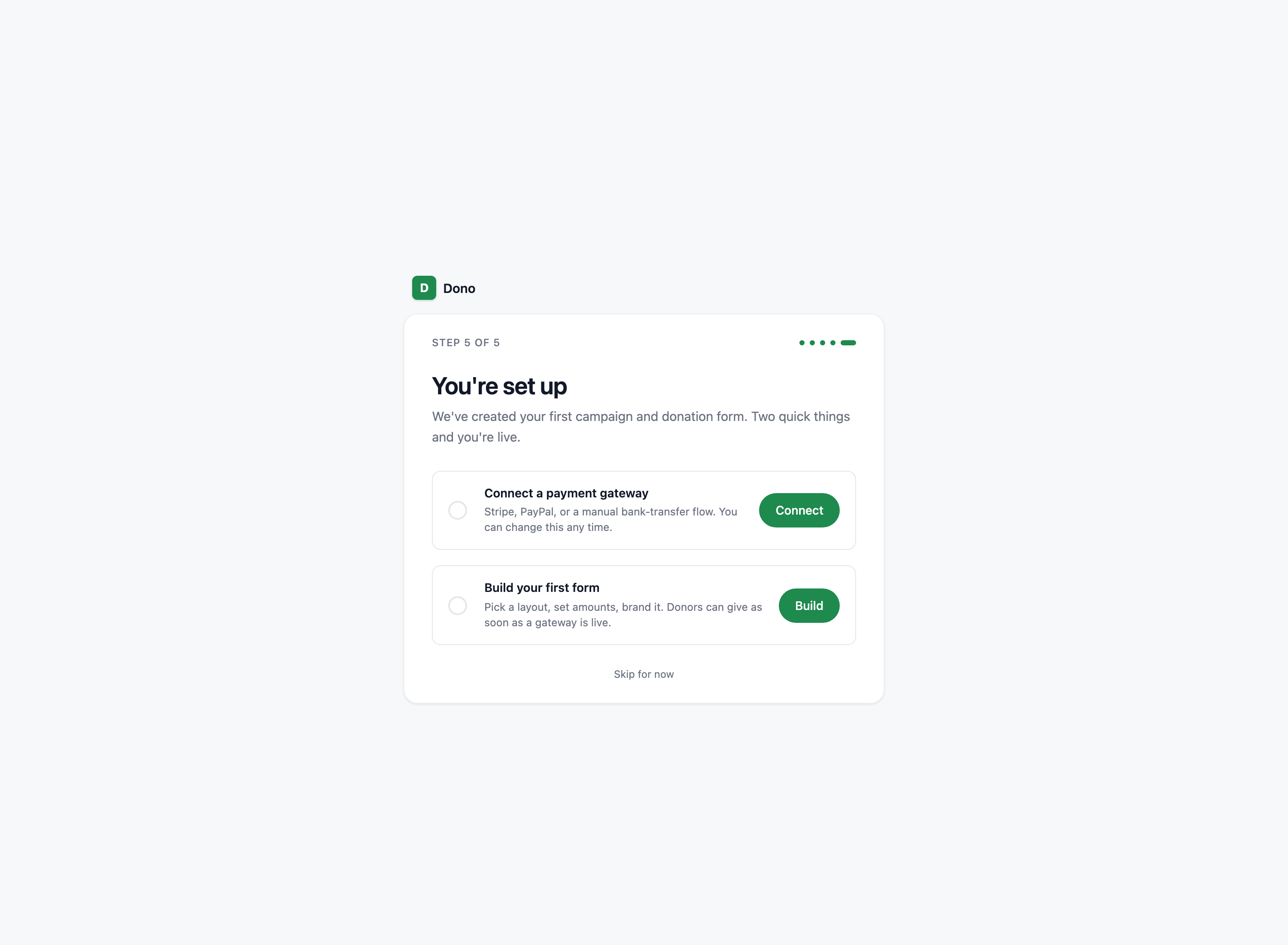 Onboarding checklist step